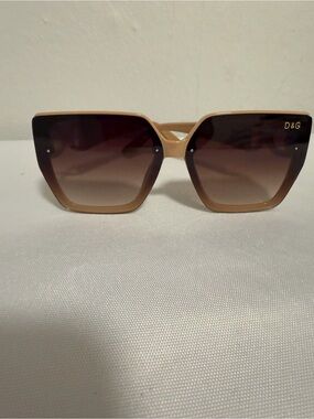 D&G Beige Frame Sunglasses with Brown Gradient Lenses